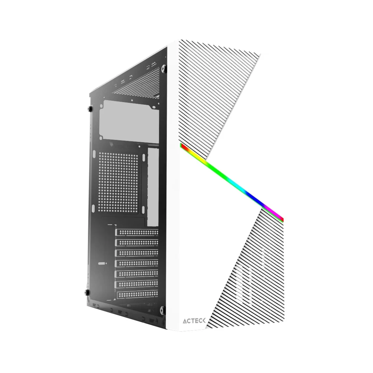Gabinete Gamer Acteck Draco GM450 Media Torre ATX Micro ATX Mini ITX Fuente 500W Panel Lateral Blanco AC 935722