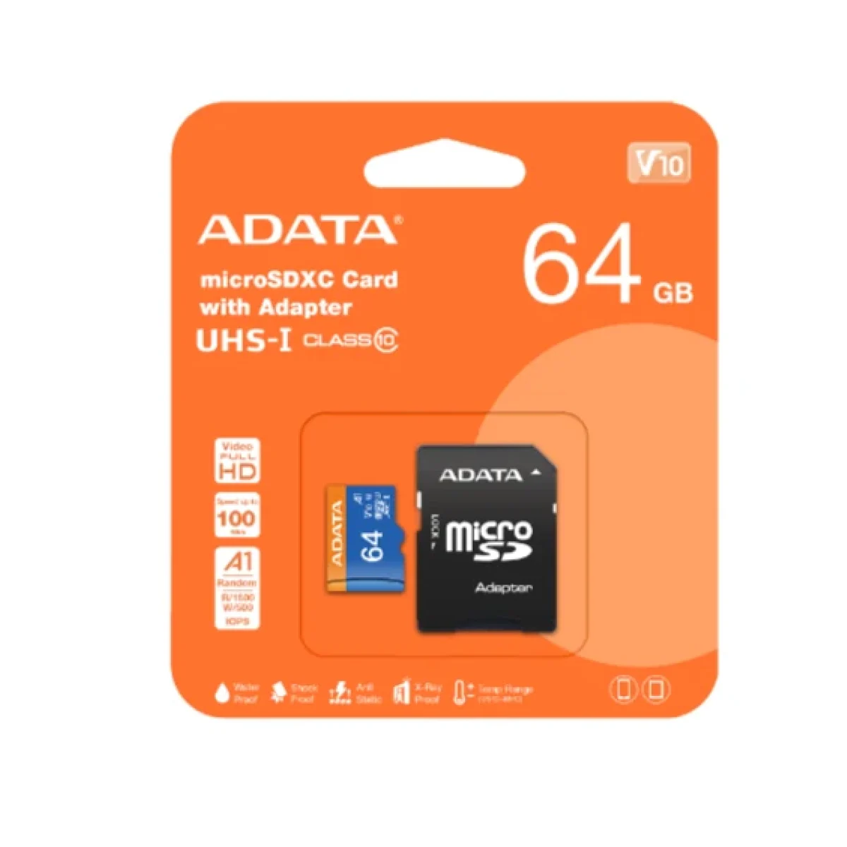 Memoria Microsdhc Adata Premier 64Gb Clase 10 Uhs I C Adaptador AUSDX64GUICL10A1 RA1