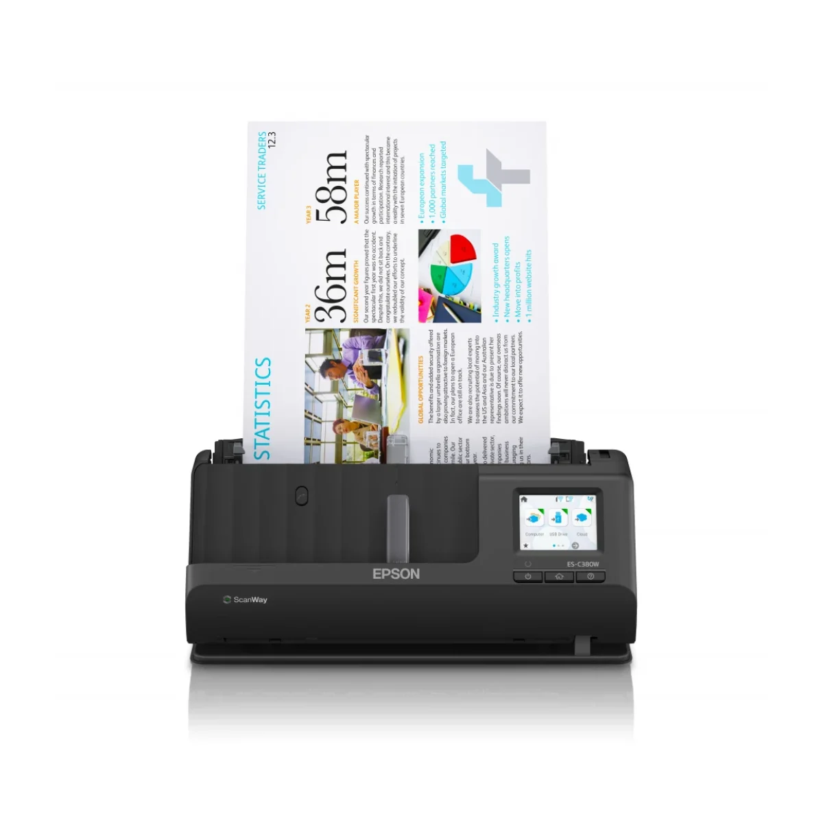 Escaner Epson Es c380w 30ppm USB 2 0 Negro B11B269 B11B269201