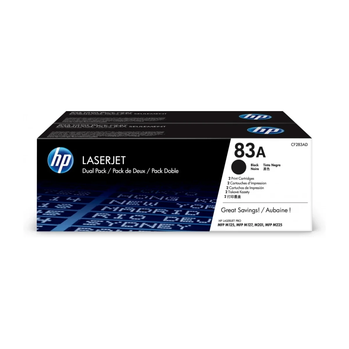 Pack de 2 Cartuchos de Toner HP 83A Negro CF283AD