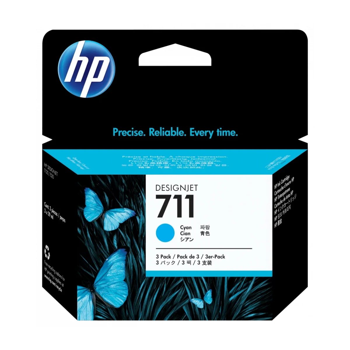 Pack De 3 Cartuchos De Tinta Hp 711 Cian Original Cz134A CZ134A