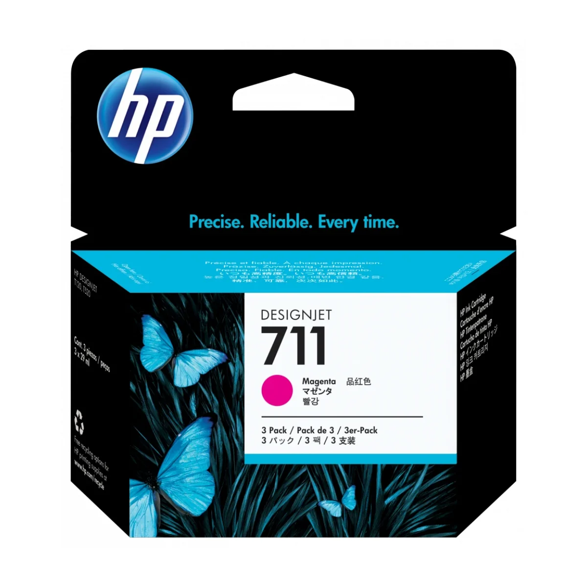 Pack De 3 Cartuchos De Tinta Hp 711 Magenta Original Cz135A CZ135A