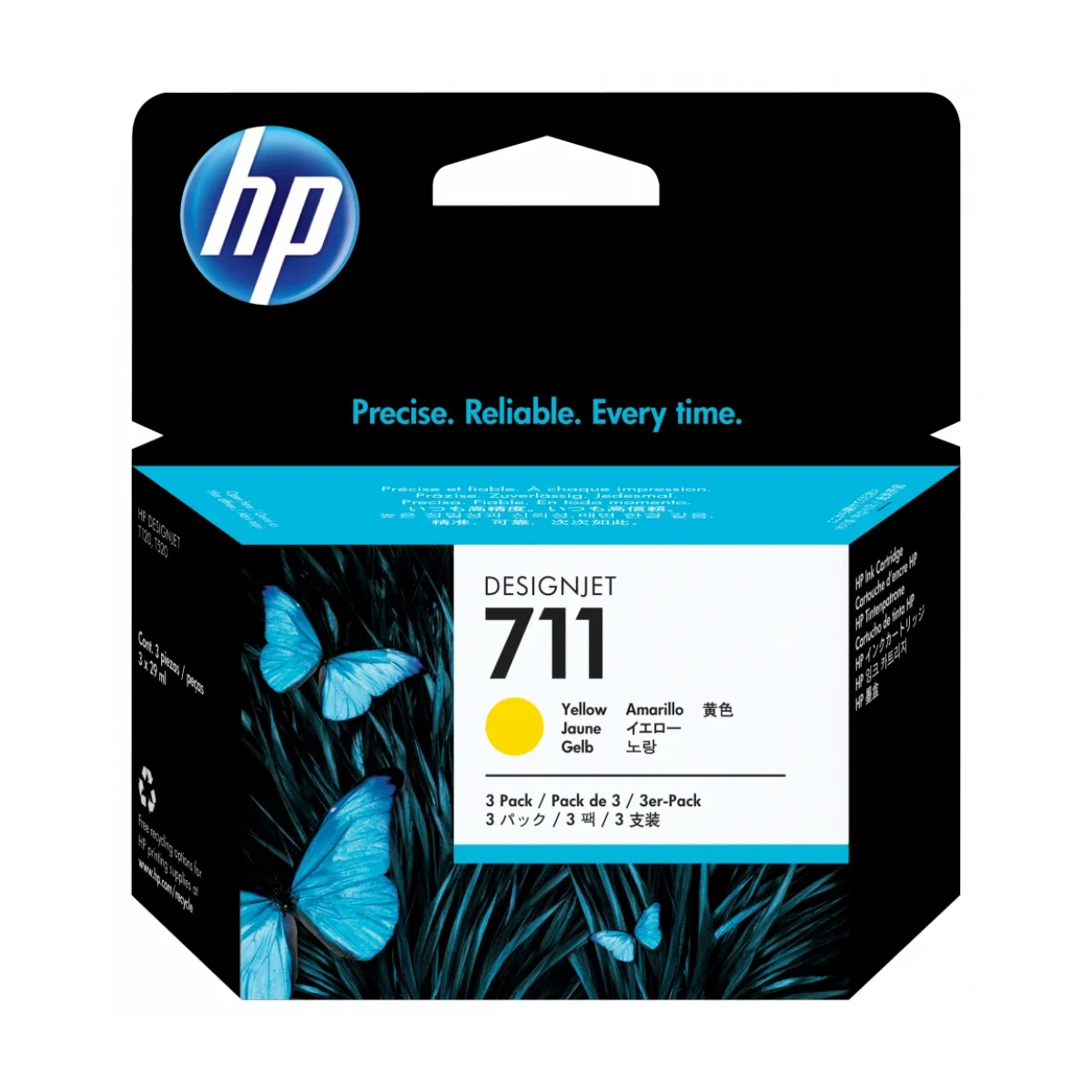 Pack De 3 Cartuchos De Tinta Hp 711 Amarillo Original Cz136A CZ136A