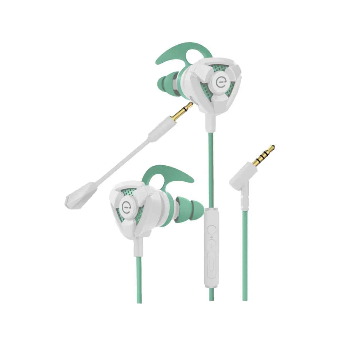Auriculares Gamer Easy Line Storm Alambrico 35mm Microfono Desmontable Verde con Blanco EL 995708