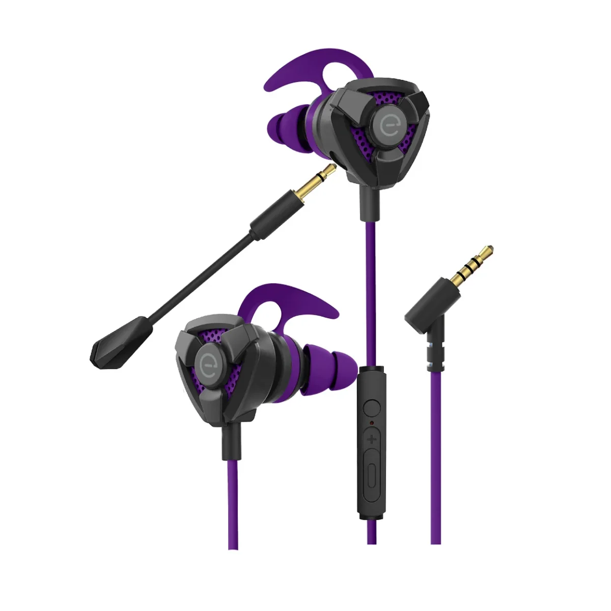 Auriculares Gamer Easy Line Storm Alambrico 35mm Microfono Desmontable Negro con Morado EL 995715