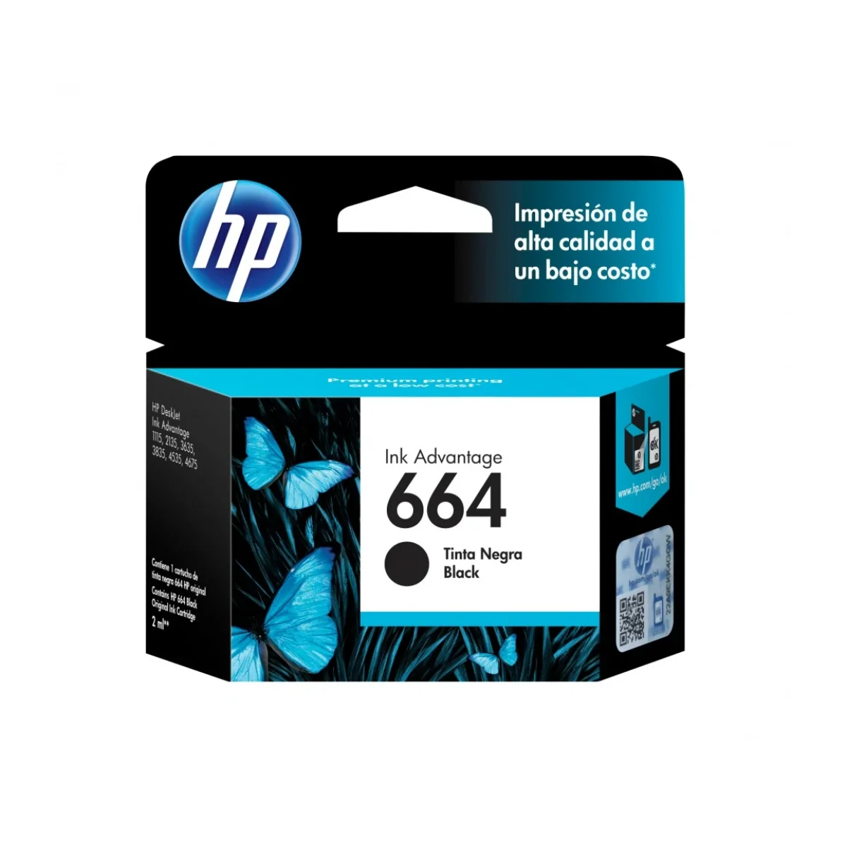 Cartucho de Tinta HP 664 Negra Original F6V29AL F6V29AL