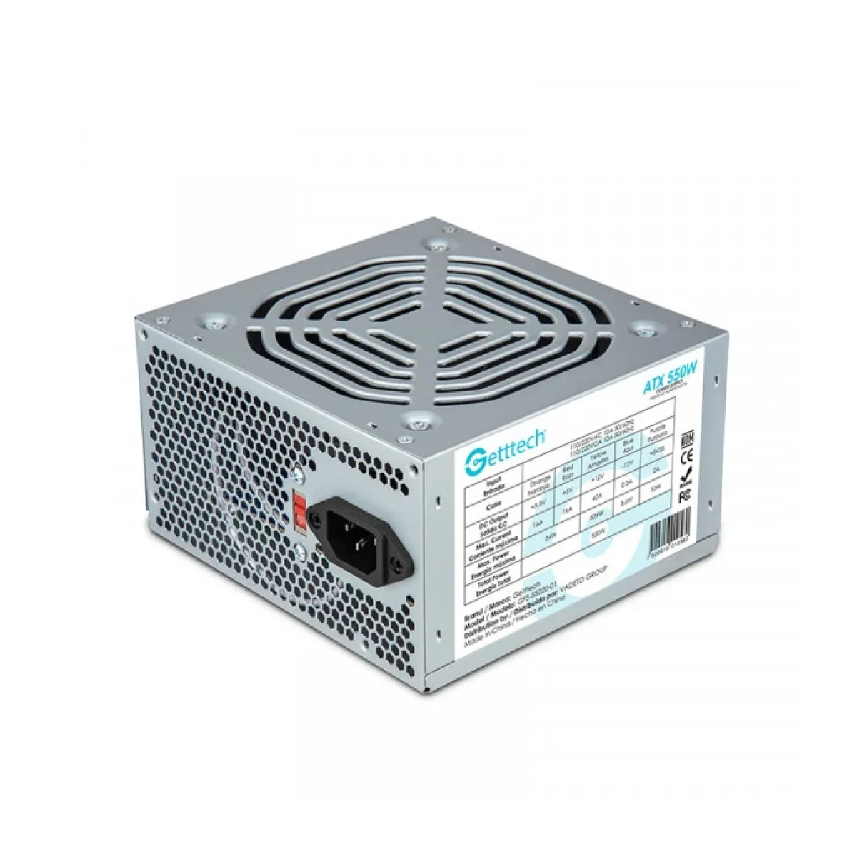 Fuente de Poder Getttech GFS 55020 01 550W ATX 24 Pines 2 SATA GFS 55020 01