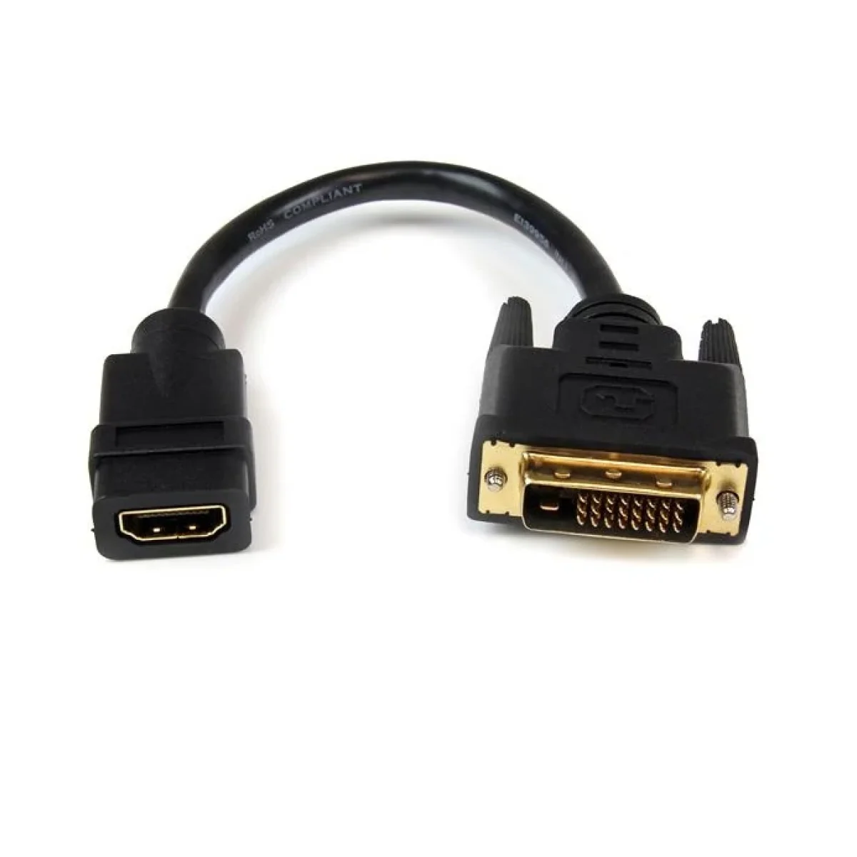 Adaptador de Video StarTechcom HDMI Hembra a DVI D Macho 20cm Negro HDDVIFM8IN