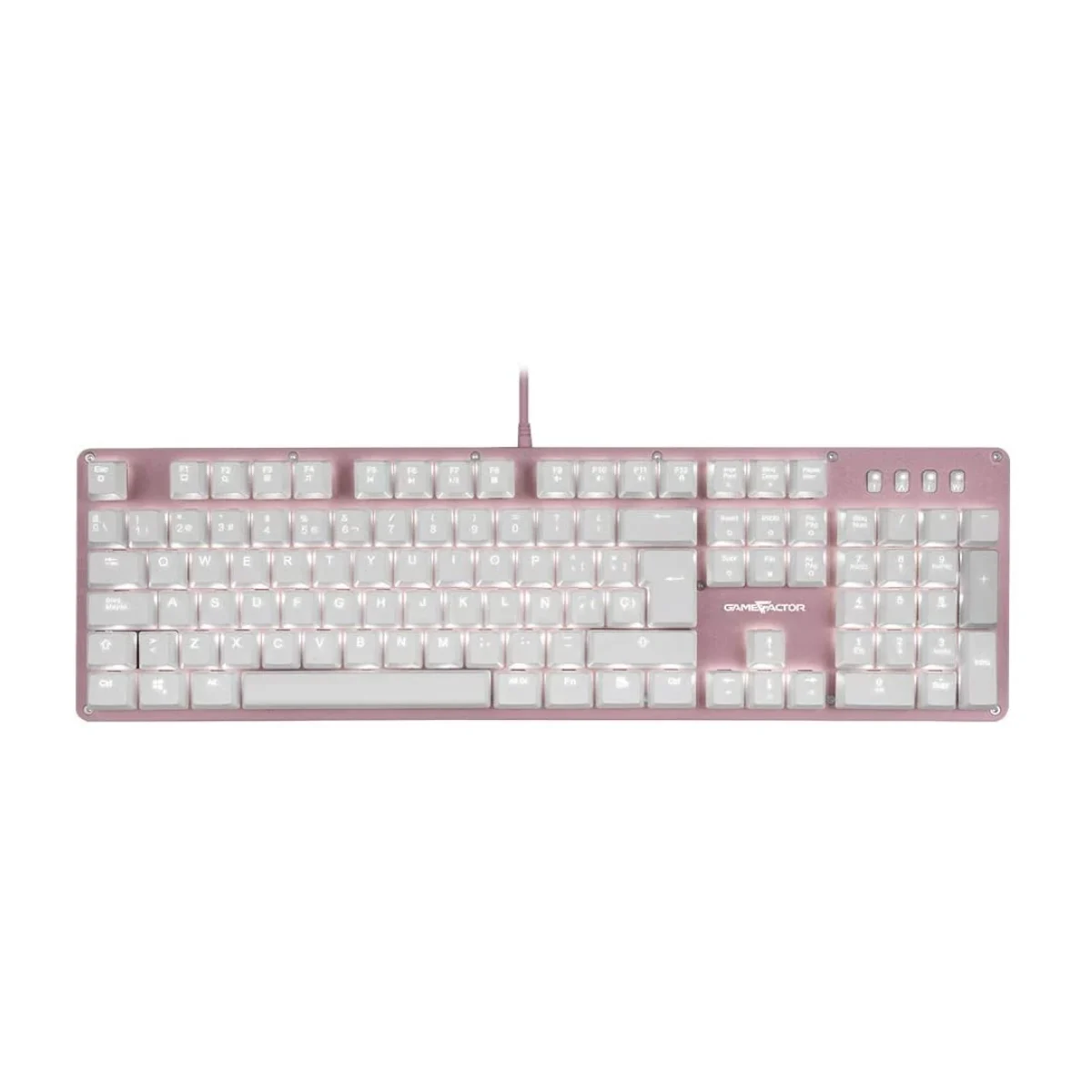 Teclado Gamer Game Factor Alambrico Multimedia Rgb Blanco Switch Azul KBG400 PK BL
