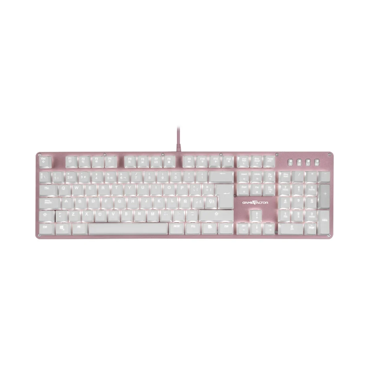 Teclado Gamer Game Factor Kbg400 Alambrico Multimedia Rgb Blanco Switch Rojo KBG400 PK RD
