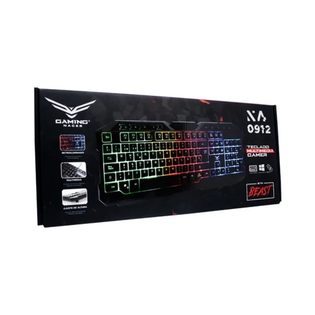 Teclado Gamer Naceb Technology Alambrico Multimedia Retroiluminacion NA 0912