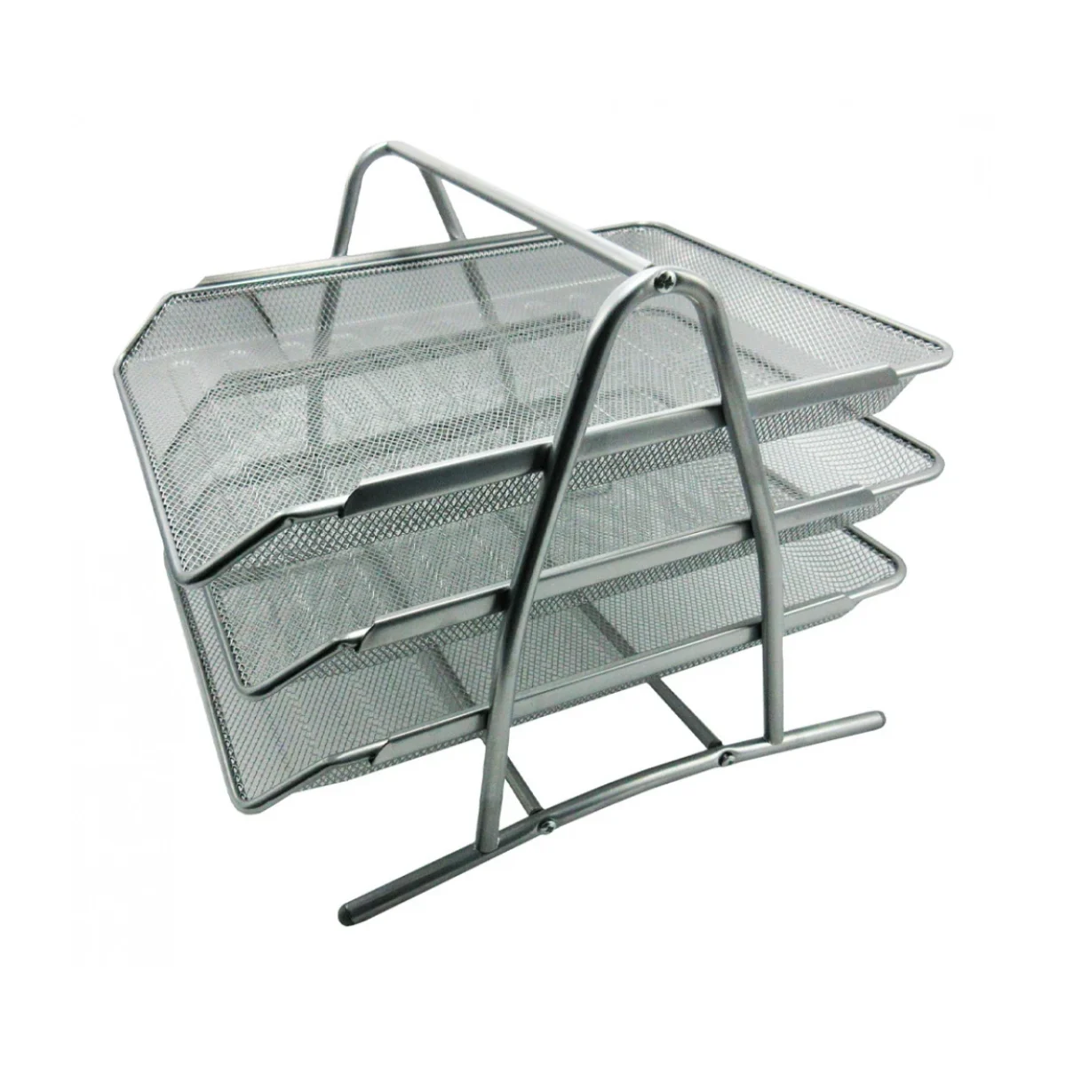 Charola Organizadora NEXTEP Malla Metalica 3 Niveles Oficio Plata NE 162P
