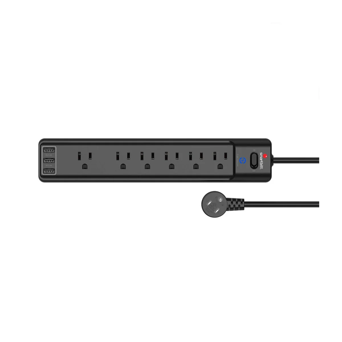 Supresor de Picos Smartbitt SBSS B6 3U 6 Contactos 3 USB Negro SBSS B6 3U