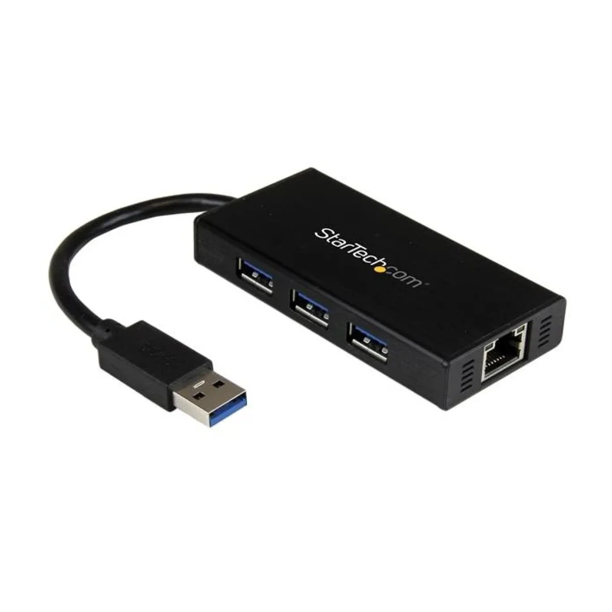 Hub StarTechcom USB 30 Aluminio con 3 Puertos USB y Adaptador de Red Ethernet ST3300GU3B