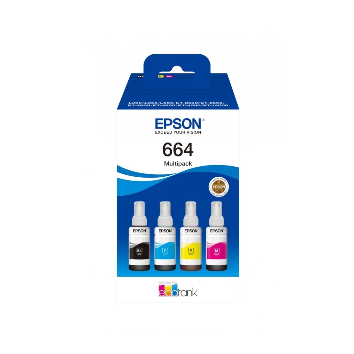 Tinta Epson Ecotank T664520 4P Negro Cian Magenta Amarillo T664520 4P