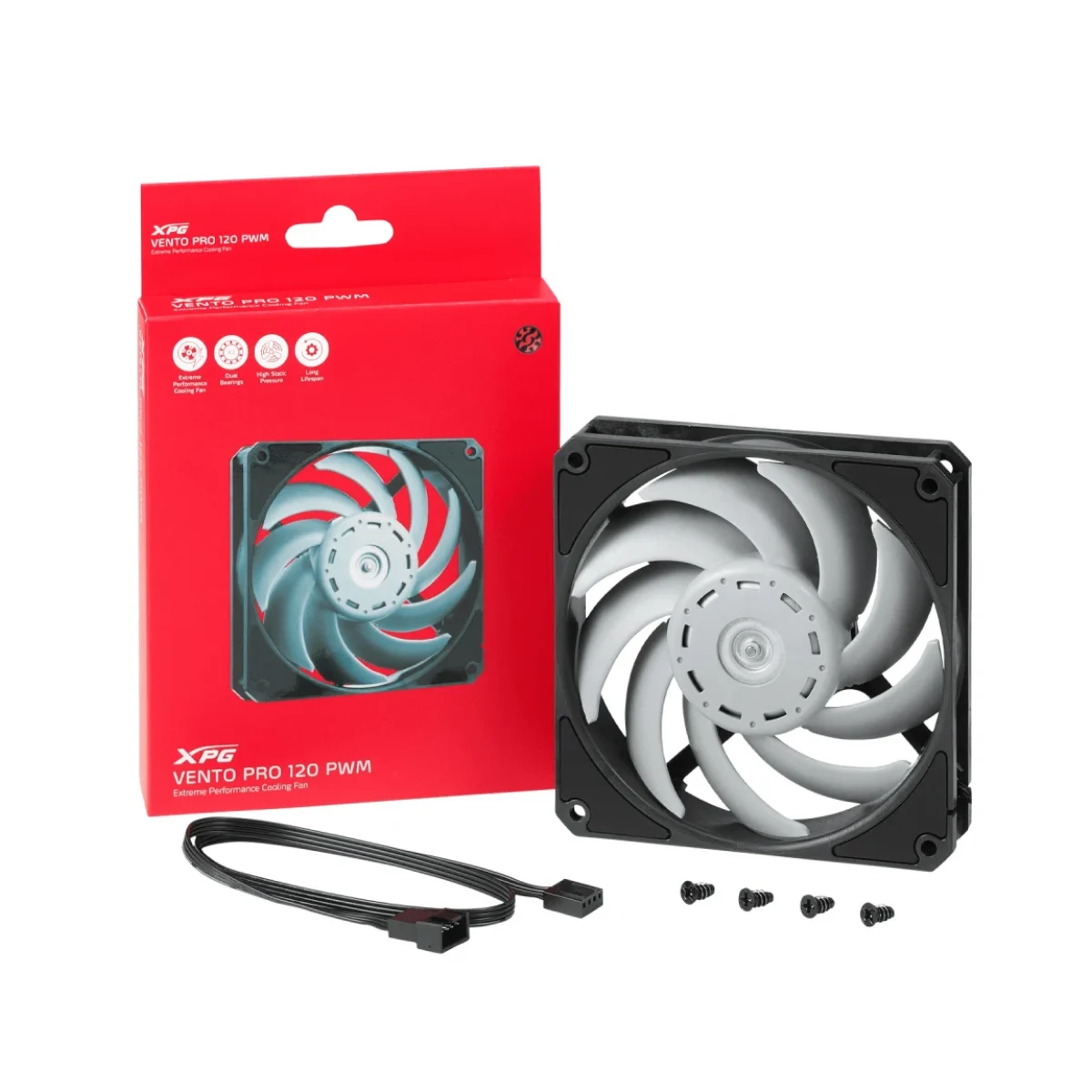 Ventilador ADATA XPG Vento Pro 120 PWM 120mm 450 a 2150 RPM 4 Pines Gris VENTOPRO120PWM BKCWW