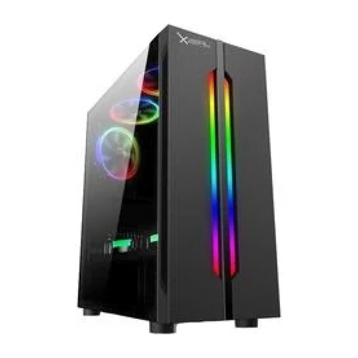 Gabinete Gamer Xzeal XZ120 Media Torre ATX M ITX M ATX 3 Ventiladores Ventana Lateral RGB Negro XZCGB03B