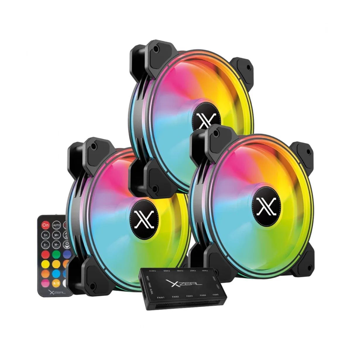 Ventilador XZeal XZ1100 120mm 1200RPM RGB 3 Piezas XZVE100B