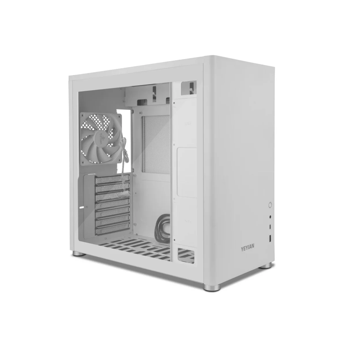 Gabinete Gamer YeYian Hussar Plus Media Torre ATX Micro ATX Mini ITX Panel Lateral Blanco YCM ASHUS 01WH