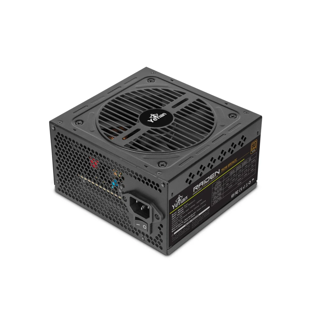 Fuente de Poder YeYian RAIDEN 750W ATX 6 SATA 80 Plus Bronze YFB 75000 01