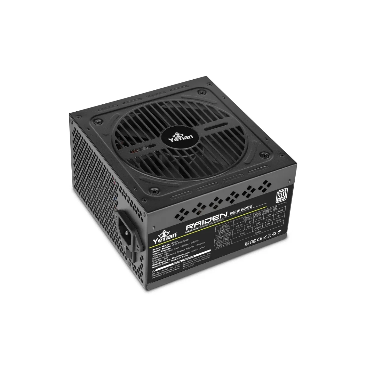 Fuente de Poder YeYian RAIDEN 500W ATX 80 Plus White YFW 50020 01